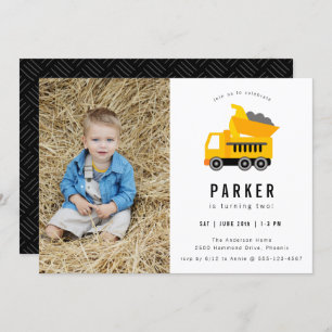 Dump Truck Construction Theme Foto Geburtstag Einladung