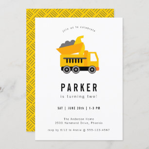 Dump Truck Construction Theme Geburtstag Einladung