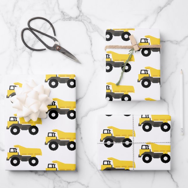 Dump Truck Construction Trucks Geschenkpapier Set (Vorderseite)