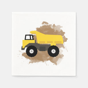Dump Truck Construction Vehicle Mud Watercolor Serviette