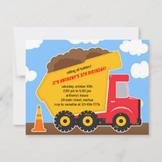 Dump Truck Constructions Birthday Einladung