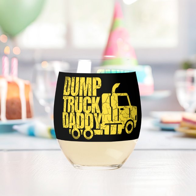 Dump Truck Daddy Weinglas Ohne Stiel (Dump Truck Daddy Stemless Wine Glass)