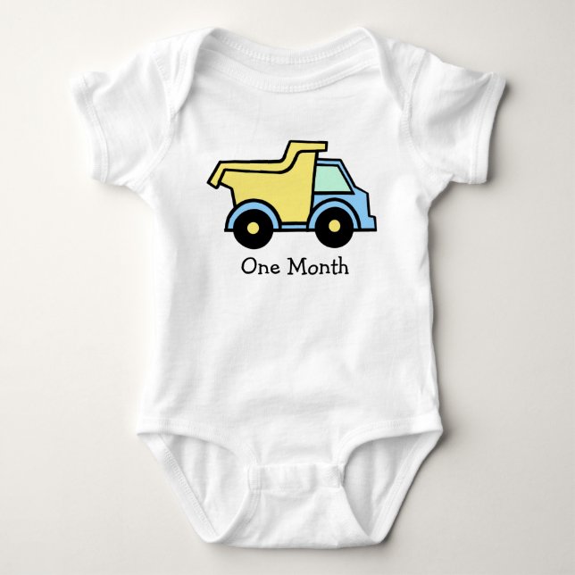 Dump Truck Erster Monat Baby Strampler (Vorderseite)