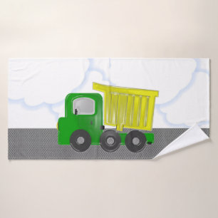 Dump Truck Gelb grün animiert Badehandtuch