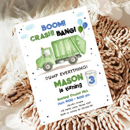 Dump Truck Green Garbage Truck Boy Birthday Einladung