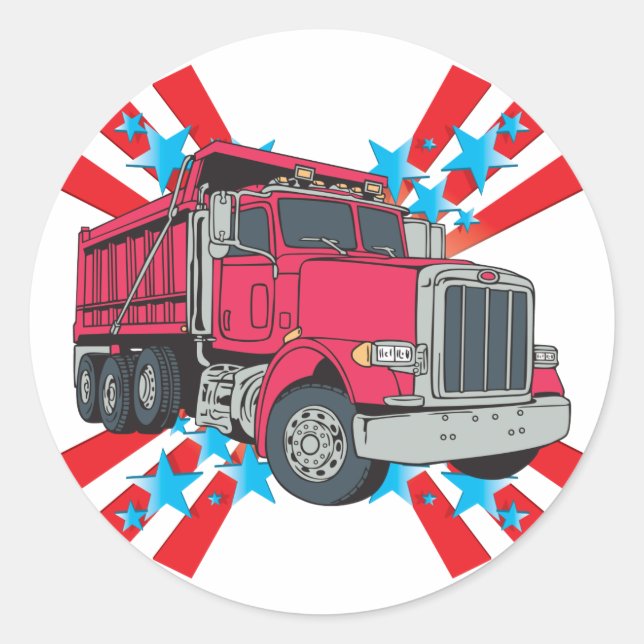 Dump Truck Stars Runder Aufkleber (Vorderseite)