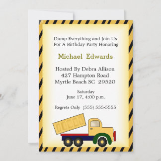 Dump Truck Thema Geburtstagsparty Einladung