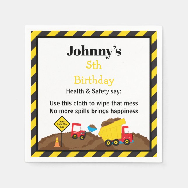 Dump Truck und Digger Serviette (Vorderseite)