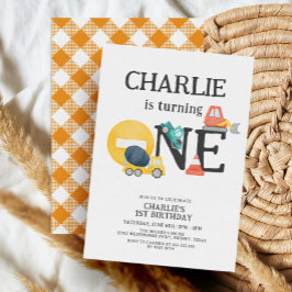 Dump Trucks Construction Party Boy 1. Geburtstag Einladung