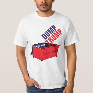 Dump-Trumpf-roter, weißer u. blauer Müllcontainer T-Shirt