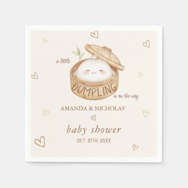 Dumpling ist auf dem Weg Babydusche Serviette (Vorderseite)