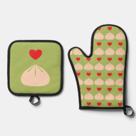 Dumpling Liebe Matcha Ofenhandschuh & Topflappen-Set