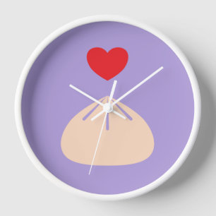 Dumpling Liebe Ube Wood Gerahmt Clock Uhr