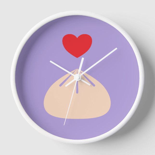 Dumpling Liebe Ube Wood Gerahmt Clock Uhr (Vorderseite)