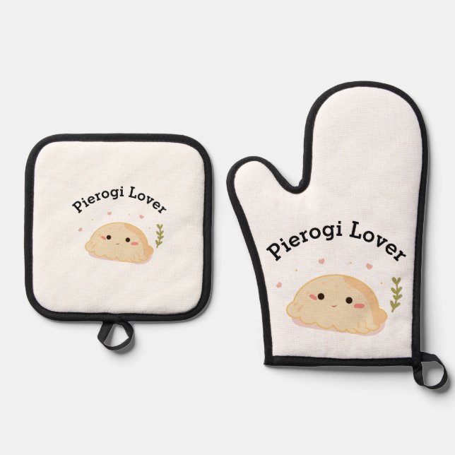 Dumpling Lover Pierogi Lover Ofenhandschuh & Topflappen-Set (Vorderseite)