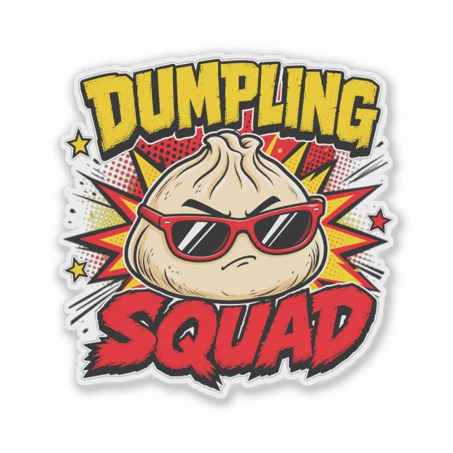 Dumpling Squad Retro-Comic-Pop-Art-Foodie-Dim-Sum Aufkleber (Vorderseite)