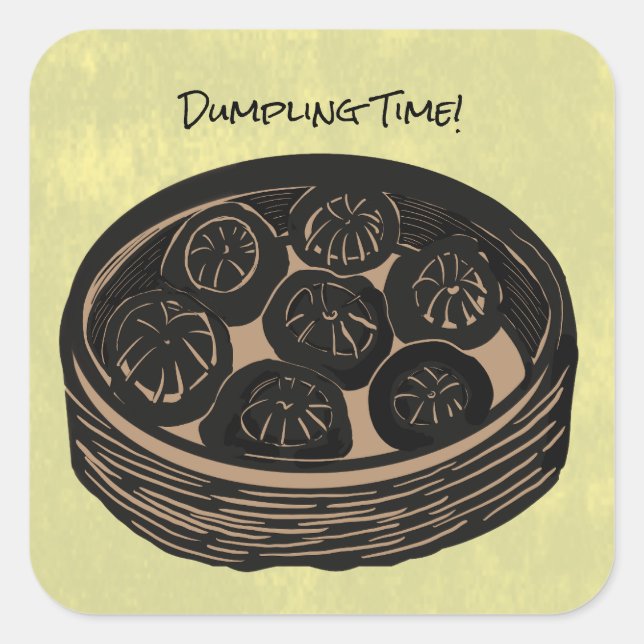 Dumpling-Zeit Quadratischer Aufkleber (Vorderseite)