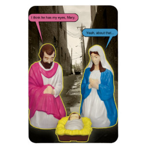 Dumpster Baby Jesus Christmas Magnet