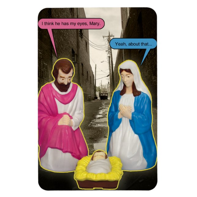 Dumpster Baby Jesus Christmas Magnet (Vertikal)