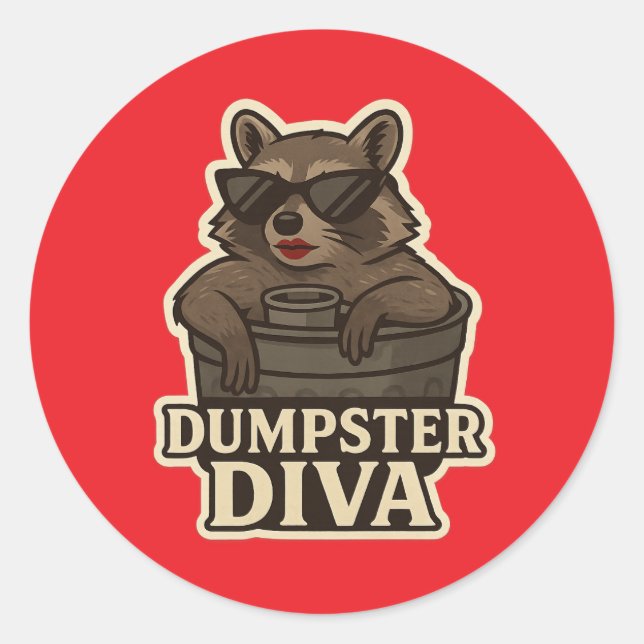 Dumpster Diva – Funny Raccoon Meme Sticker (Vorderseite)