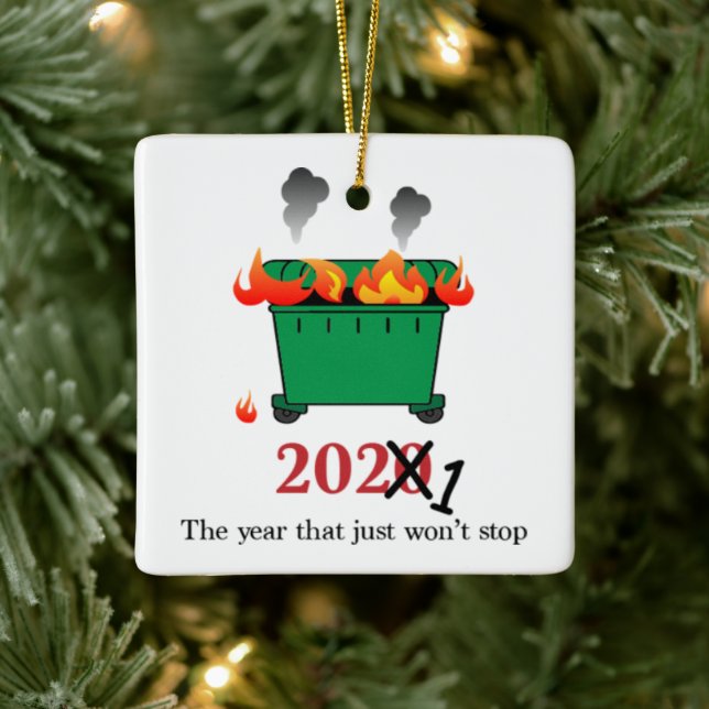 Dumpster Fire Bad Year 2021 2020 Weihnachtsfeierta Keramikornament (Baum)