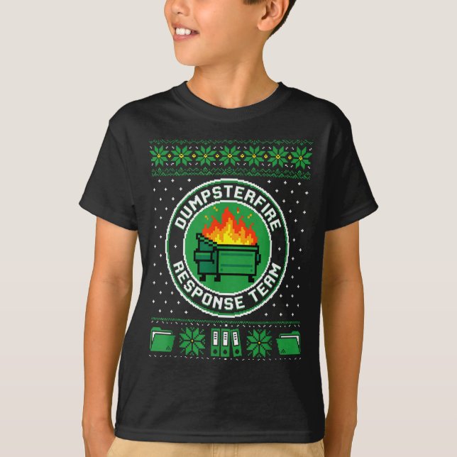Dumpster Fire Resnse Team Funny Office Holiday Xel T-Shirt (Vorderseite)