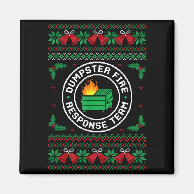 Dumpster Fire Resnse Team Ugly Christmas Sweater X Magnet (Vorne)