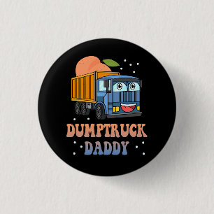 Dumptruck Daddy Retro Groovy Vater Day Constructi Button