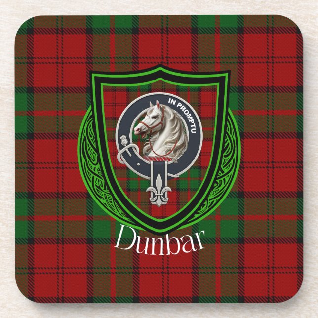 Dunbar Scottish Clan Tartan & Crest Getränkeuntersetzer (Vorderseite)