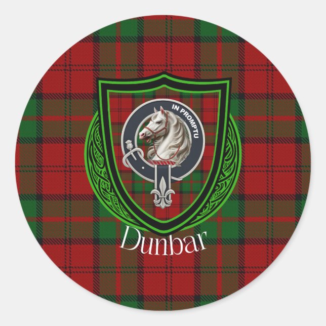 Dunbar Scottish Clan Tartan & Crest Runder Aufkleber (Vorderseite)