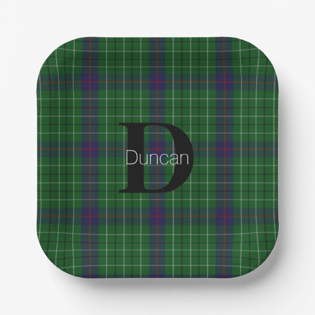 Duncan Clan Kariert Monogram Paper Napkins Pappteller (Vorderseite)