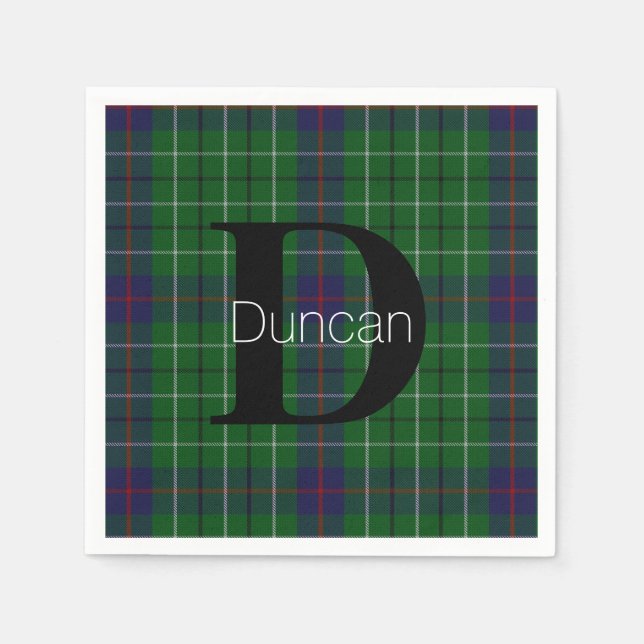 Duncan Clan Kariert Monogram Paper Napkins Serviette (Vorderseite)