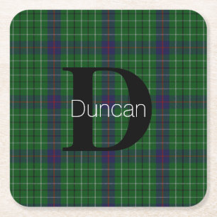 Duncan Clan Kariert Monogram Rechteckiger Pappuntersetzer