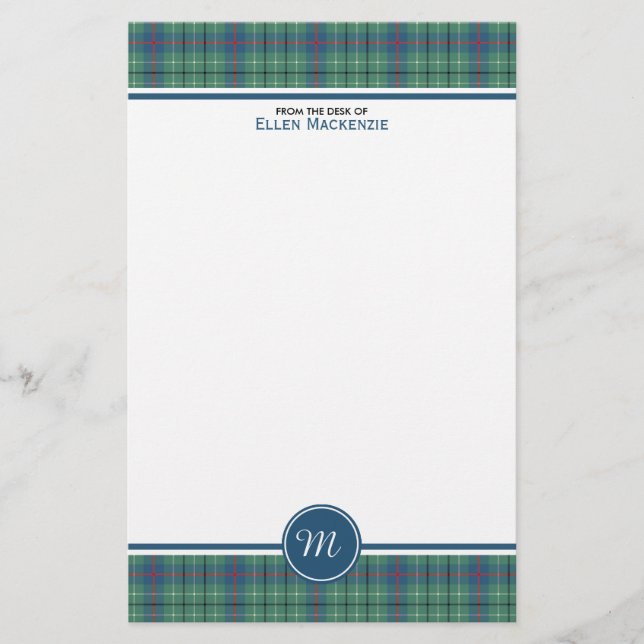 Duncan Clan Light Green Ancient Tartan Monogram Briefpapier (Vorderseite)
