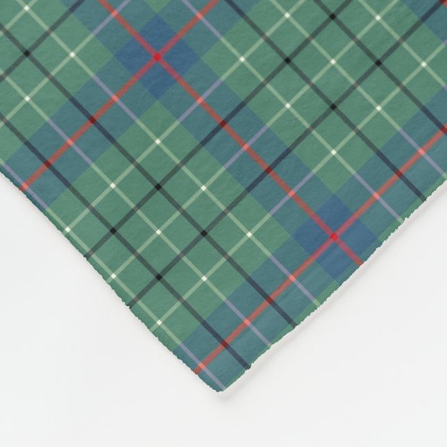 Duncan Clan Light Green und Blue Ancient Tartan Fleecedecke (Ecke)