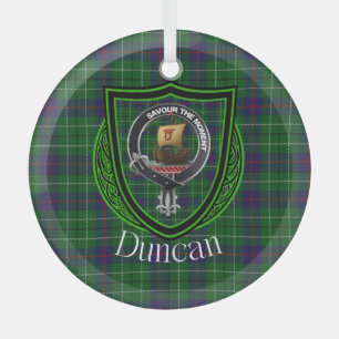 Duncan schottischer Clan Tartan & Wappen Ornament Aus Glas