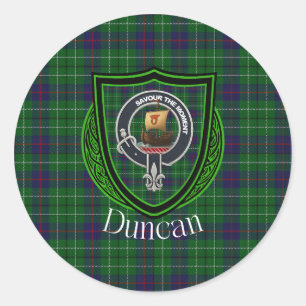 Duncan schottischer Clan Tartan & Wappen Runder Aufkleber