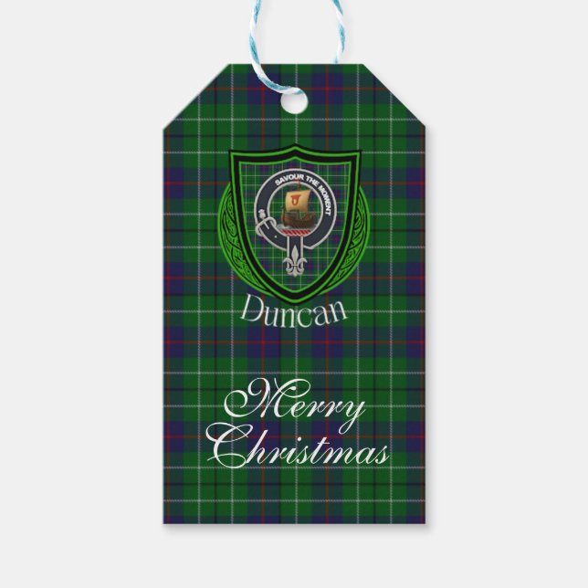 Duncan Scottish Clan Tartan & Crest Geschenkanhänger (Vorderseite)