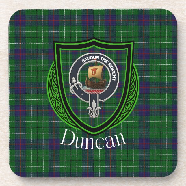 Duncan Scottish Clan Tartan & Crest Getränkeuntersetzer (Vorderseite)