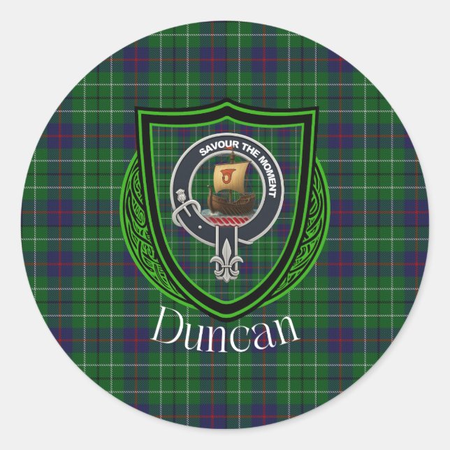 Duncan Scottish Clan Tartan & Crest Runder Aufkleber (Vorderseite)
