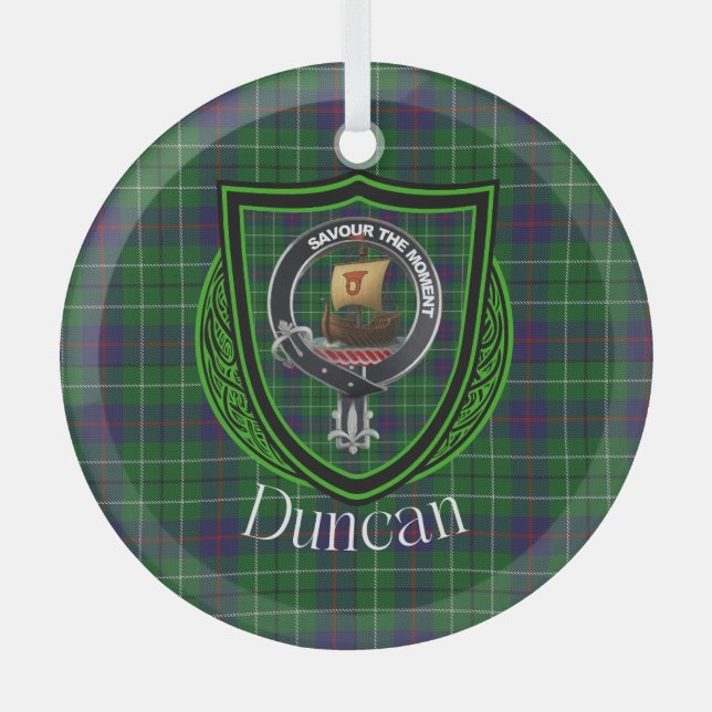 Duncan Scottish Clan Tartan & Wappen Ornament Aus Glas (Vorderseite)