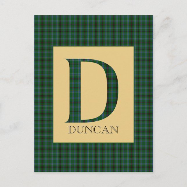 Duncan Tartan Monogram D Postkarte (Vorderseite)
