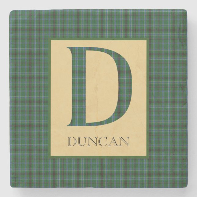 Duncan Tartan Monogramm D  Steinuntersetzer (Vorderseite)