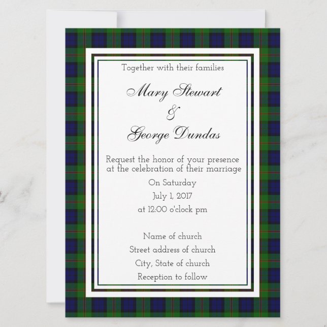 Dundas Scottish Wedding Einladung (Vorderseite)