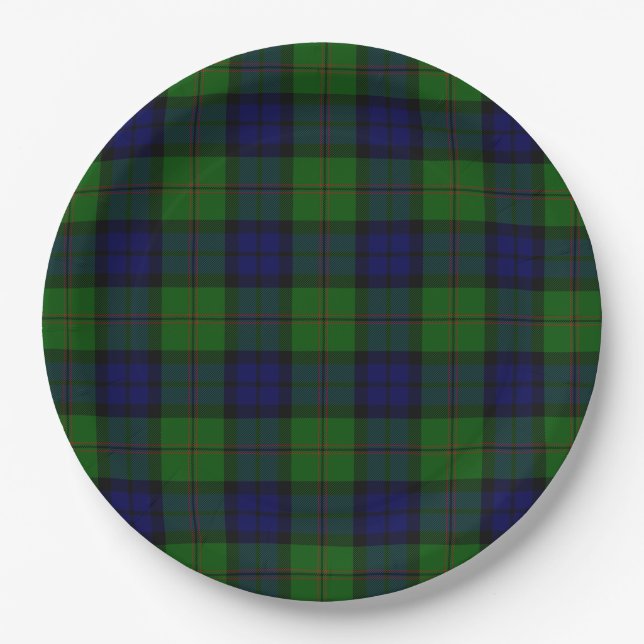 Dundas Tartan Blau kariert Pappteller (Vorderseite)