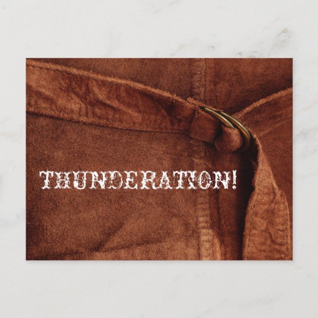 DUNDERATION! Alte Weiße Texte auf Wildleder-Foto Postkarte (Vorderseite)
