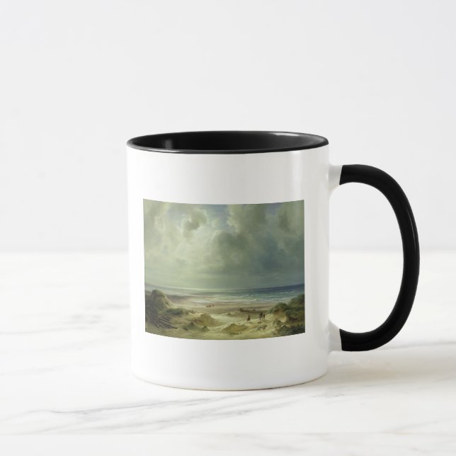 Düne durch Hegoland, ruhiges Meer Tasse (Rechts)