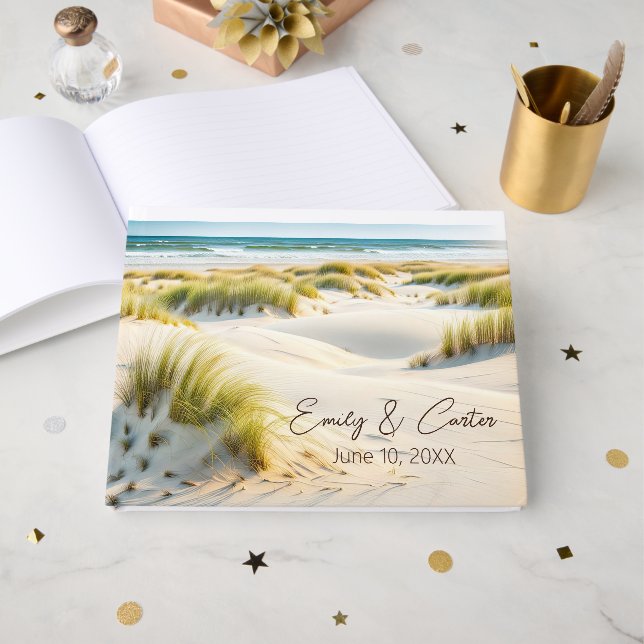 Dune Grass On Beach für Hochzeiten Gästebuch (Vorderseite Offen)