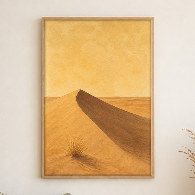 Dune Shadow Curve Aquarell Boho Kunst Poster (Shown framed for scale. Poster ships unframed; frames are an optional add-on.)