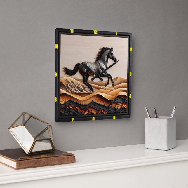 Dune Sprint: Personalisiert Charred Arabian Quadratische Wanduhr (Büro)